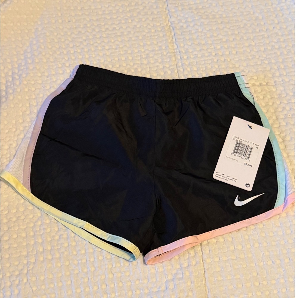 Nike Girls Dri-FIT Running Shorts Black Citron Tint Pastel Mesh 6X NWT